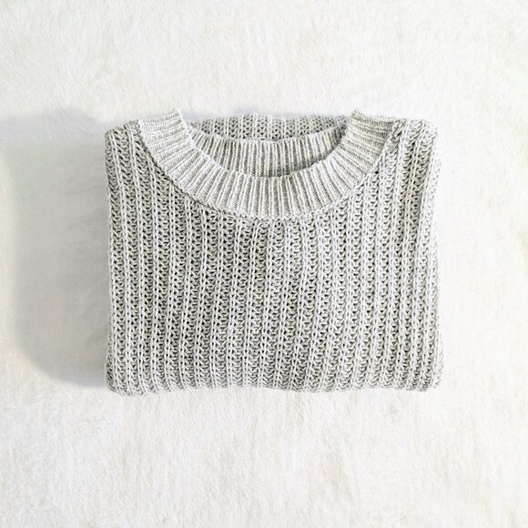 American Eagle Oversized Cable Knit Sweater (S, Grey) - Picture 7 of 7